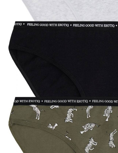 Комплект хлопковых трусов Esotiq SUN-SUN 39412 PANTIES (3 шт) светло-серый+черный, Цвет: светло-серый+черный, Размеры: S, изображение 2