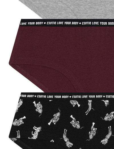 Комплект хлопковых трусов Esotiq SUN-SUN 39413 SHORTS (3 шт) серый+черный, Цвет: серый+черный, Размеры: M, изображение 2