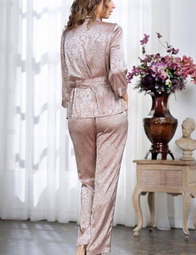 Пижама атласная с брюками Mia-Amore MARGARET 8976, Цвет: капучино, Размеры: 2XL, изображение 2 Пижама атласная с брюками Mia-Amore MARGARET 8976, Цвет: капучино, Размеры: 2XL, изображение 2