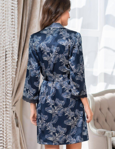 Шелковый халат кимоно Mia-Amore VANESSA 3773, Цвет: темно-синий, Размеры: S/M, изображение 2