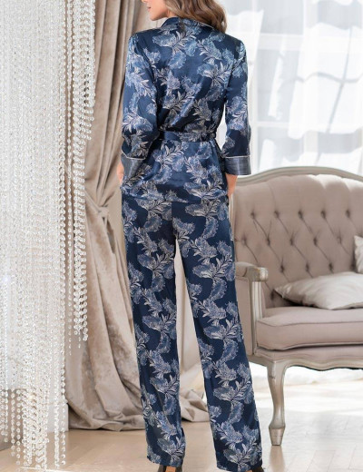 Шелковый комплект тройка Mia-Amore VANESSA 3776, Цвет: темно-синий, Размеры: S, изображение 4