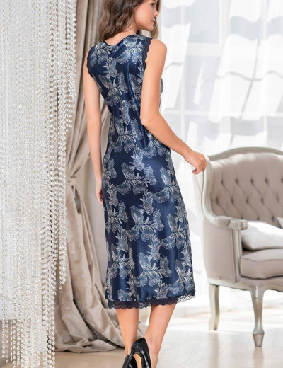 Длинная сорочка шелк Mia-Amore VANESSA 3778, Цвет: темно-синий, Размеры: 3XL, изображение 2