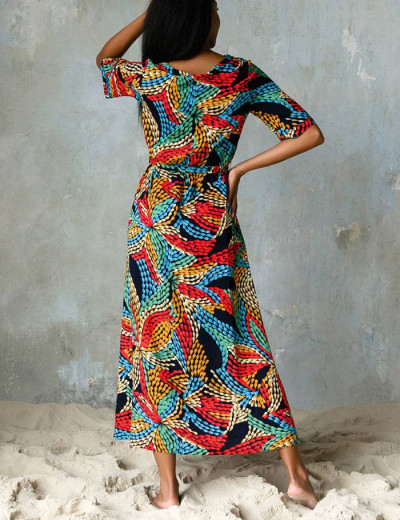 Длинное платье с поясом Mia-Mia DOMINICA 16447, Цвет: принт 710, Размеры: L, изображение 2