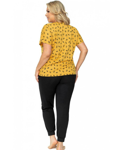 Пижамнный комплект с брюками Donna QUEEN PLUS, Цвет: горчичный/черный, Размеры: 3XL, изображение 3
