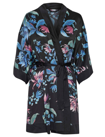 Атласный халат с широким рукавом Esotiq 39238 FLORIST, Цвет: мульти, Размеры: M, изображение 3