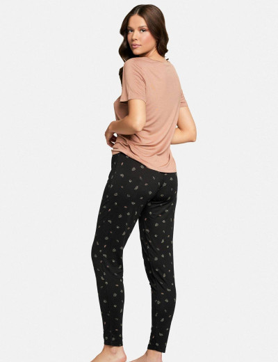 Вискозный комплект с брюками Esotiq 39270 FLOSSY, Цвет: бежевый/черный, Размеры: S, изображение 2