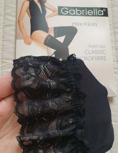 Чулки с кружевной коронкой Gabriella 298 CLASSIC MICROFIBRE 60 den черный, Цвет: черный, Размеры: 5/6, изображение 4