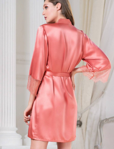 Шелковый халат кимоно Mia-Amore SHARON 3803 коралл, Цвет: коралл, Размеры: S/M, изображение 2