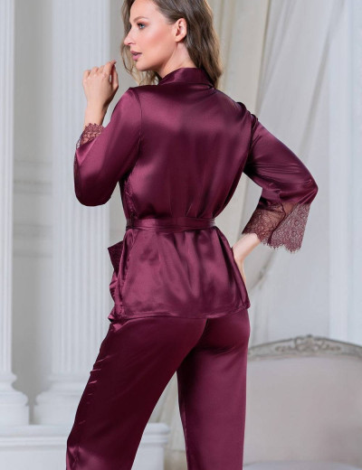 Шелковый комплект-тройка Mia-Amore SHARON 3806 бордовый, Цвет: бордовый, Размеры: S, изображение 4