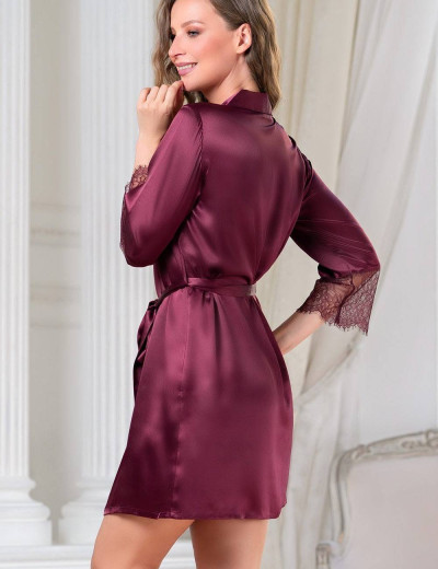 Рубашка-халат из шелка Mia-Amore SHARON 3807 бордовый, Цвет: бордовый, Размеры: L, изображение 2