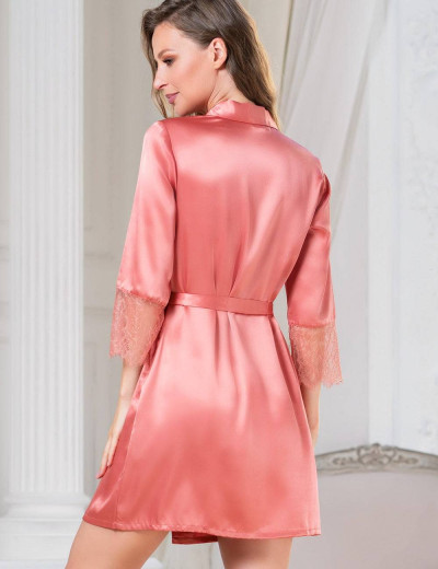 Рубашка-халат из шелка Mia-Amore SHARON 3807 коралл, Цвет: коралл, Размеры: L, изображение 2