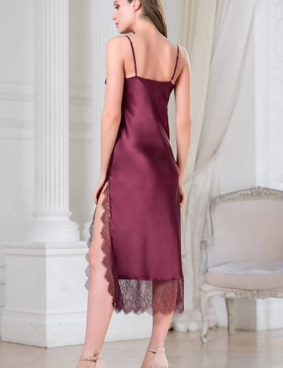 Длинная сорочка из шелка Mia-Amore SHARON 3808 бордовый, Цвет: бордовый, Размеры: M, изображение 2