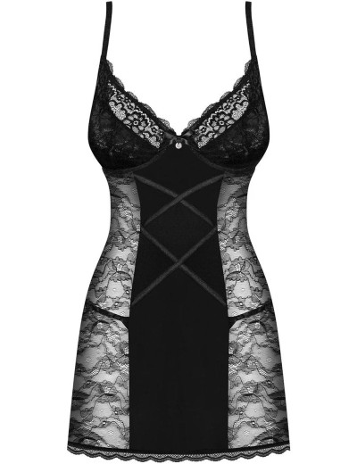 Сексуальная сорочка с трусиками Obsessive LAURISE BABYDOLL, Цвет: черный, Размеры: S/M, изображение 3