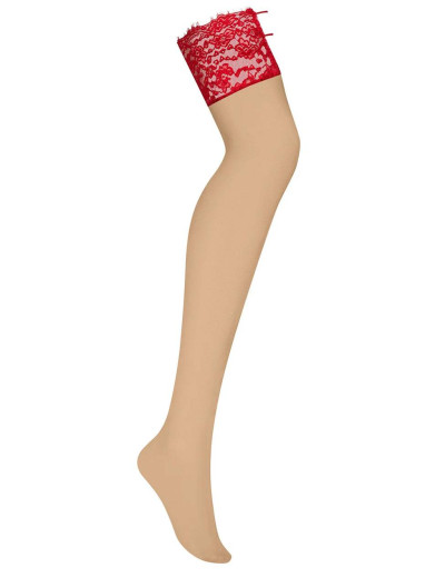Чулки под пояс Obsessive REDIOSA STOCKING, Цвет: телесный, Размеры: L/XL, изображение 4