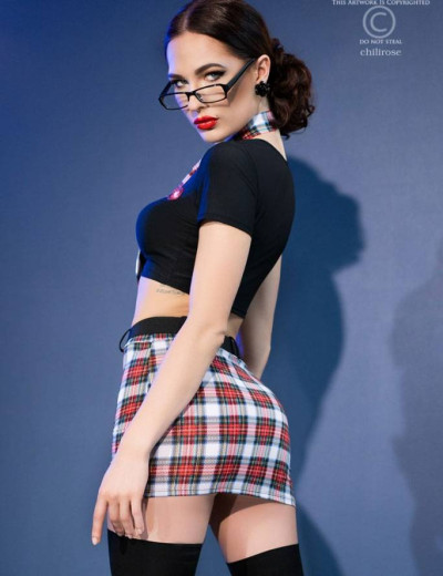 Ролевой костюм школьницы Chilirose 4425 7 предметов, Цвет: черно-красный, Размеры: S/M, изображение 2