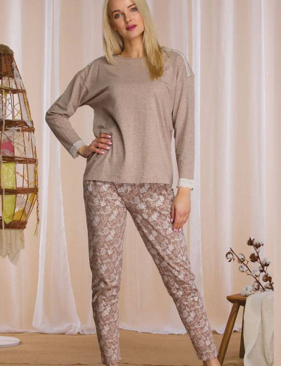 Хлопковая женская пижама Key LNS 934 B21, Цвет: бежевый, Размеры: S, изображение 2