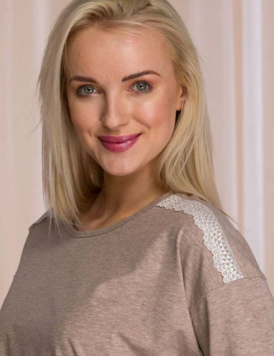 Хлопковая женская пижама Key LNS 934 B21, Цвет: бежевый, Размеры: S, изображение 4