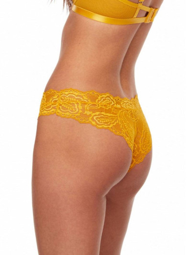 Кружевные трусы бразилиана Kinga SUNKISS 851/3-B, Цвет: желтый, Размеры: L, изображение 2