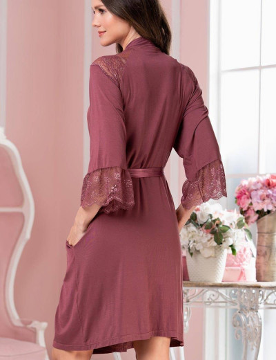 Халат кимоно из вискозы Mia-Amore LETICIA 1673 какао, Цвет: какао, Размеры: XS, изображение 2