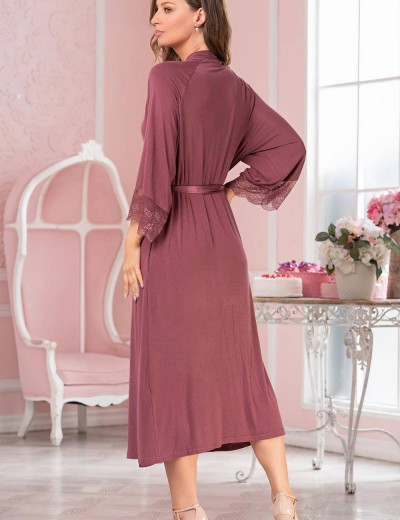 Длинный халат кимоно из вискозы Mia-Amore LETICIA 1679 какао, Цвет: какао, Размеры: 4XL/5XL, изображение 2