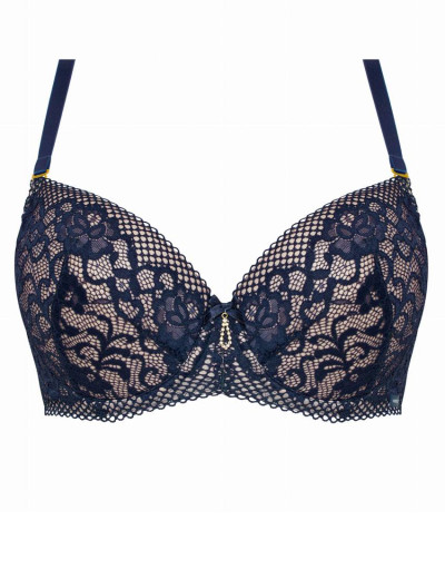 Бюстгальтер балконет пуш-ап Nipplex EUNIKA P-UP, Цвет: темно-синий, Размеры: 70D, изображение 5