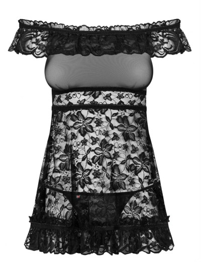 Бэби-долл + стринги Obsessive FLORES BABYDOLL, Цвет: черный, Размеры: S/M, изображение 3 Бэби-долл + стринги Obsessive FLORES BABYDOLL, Цвет: черный, Размеры: S/M, изображение 3