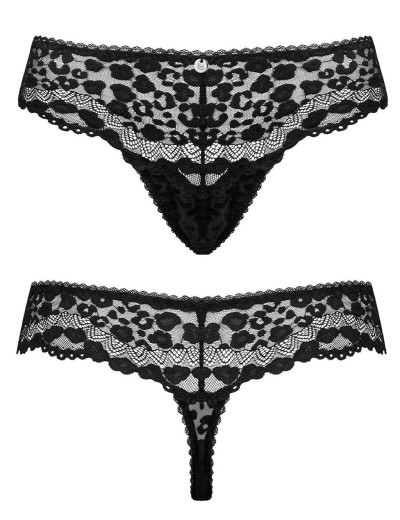 Черные стринги Obsessive GIULLY THONG, Цвет: черный, Размеры: S/M, изображение 3