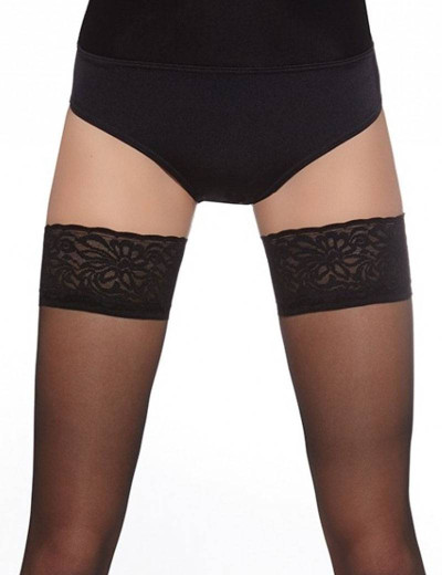 Чулки с кружевной коронкой Bas Bleu HUSH 20 den, Цвет: черный, Размеры: 2, изображение 2