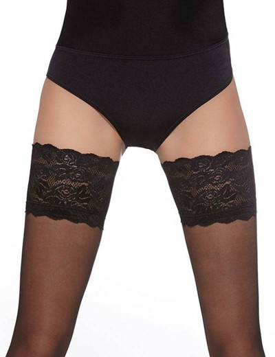 Чулки с кружевной коронкой Bas Bleu KAMA 20 den, Цвет: черный, Размеры: 2, изображение 2