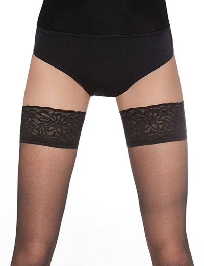 Чулки с кружевной коронкой Bas Bleu LORENZA 8 den, Цвет: черный, Размеры: 2, изображение 2
