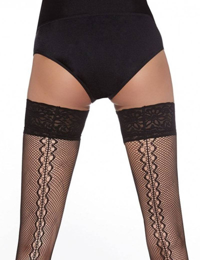 Чулки в сеточку с декоративным швом Bas Bleu SARA 20 den, Цвет: черный, Размеры: 4, изображение 2