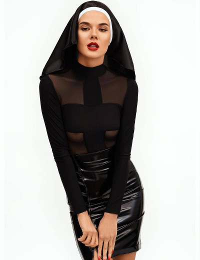 Ролевой костюм монашки Devil & Angel 7104, Цвет: черный, Размеры: L, изображение 4