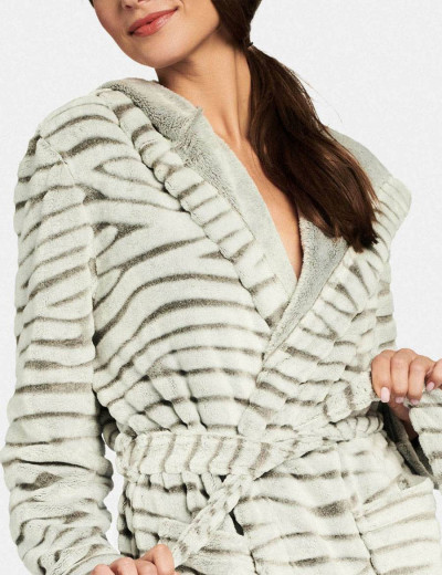 Теплый халат с капюшоном Esotiq FANCY 39357, Цвет: серый, Размеры: S, изображение 2