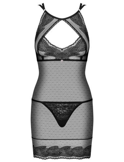Сексуальная сорочка с трусиками Obsessive ALLASTIA CHEMISE, Цвет: черный, Размеры: S/M, изображение 3