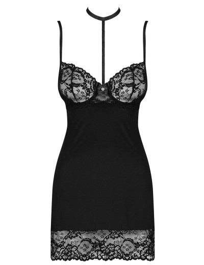 Сексуальная сорочка с трусиками Obsessive RAQUELIA CHEMISE, Цвет: черный, Размеры: S/M, изображение 3
