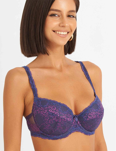 Бюстгальтер балконет пуш-ап биколор Simona M 870 батик-сетка, Цвет: батик-сетка, Размеры: 75D, изображение 6