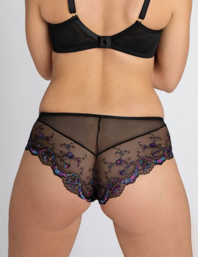 Трусы бразилиана Subtille IRIS BLACK braz, Цвет: черный+фуксия, Размеры: S, изображение 2