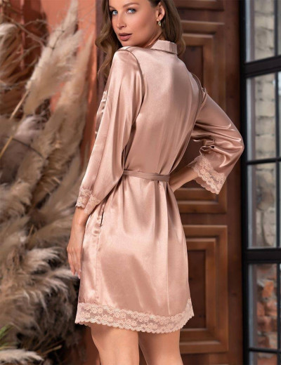 Рубашка-халат атласная Mia-Amore VICTORIA 7107 карамель, Цвет: карамель, Размеры: 2XL, изображение 2