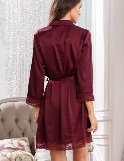 Рубашка-халат атласная Mia-Amore VICTORIA 7107 бордо, Цвет: бордо, Размеры: 3XL, изображение 2