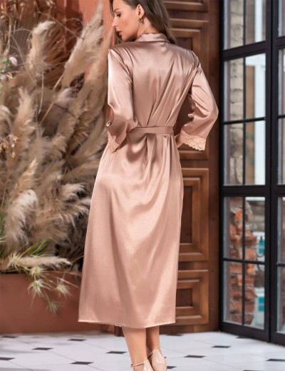 Атласный халат на пуговицах Mia-Amore VICTORIA 7109 карамель, Цвет: карамель, Размеры: 2XL, изображение 2