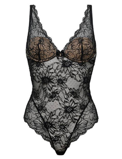 Кружевное боди Mioocchi LEA 7748, Цвет: nero/nudo, Размеры: 70A, изображение 4