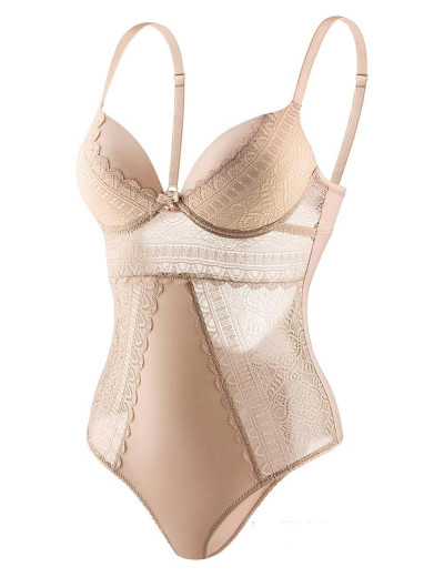 Боди с чашкой пуш-ап UNICONF BD19 бежевый, Цвет: бежевый, Размеры: 70C, изображение 2