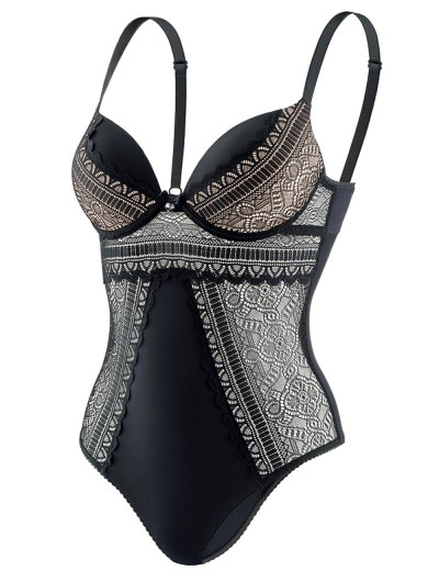 Боди с чашкой пуш-ап UNICONF BD19 черный, Цвет: черный, Размеры: 70C, изображение 4