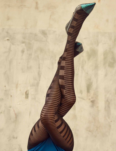 Полосатые колготки Gabriella 483 PIANO 50 den чёрный, Цвет: чёрный, Размеры: 4, изображение 3