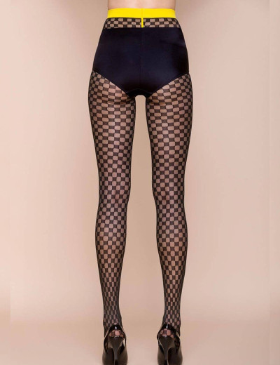 Колготки с узором Gabriella 487 BETH nero-canarinio 30 den, Цвет: чёрный, Размеры: 4, изображение 3