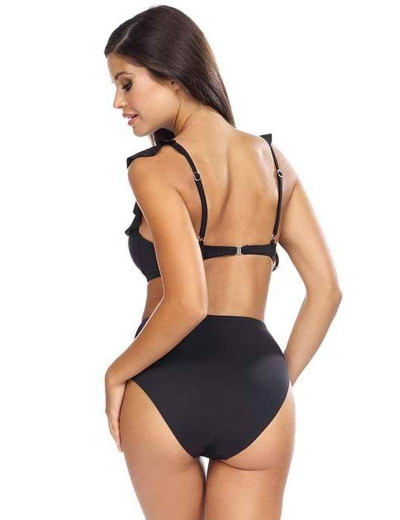 Черный купальник с высокими плавками Lorin L2416/2, Цвет: черный, Размеры: 70C, изображение 2