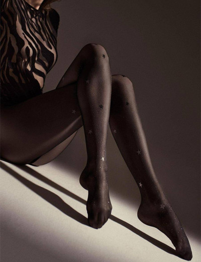 Блестящие колготки с рисунком Marilyn EMMY W13 20 den чёрный, Цвет: чёрный, Размеры: 3/4, изображение 2