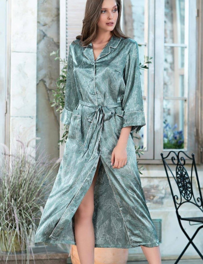 Атласная рубашка-халат Mia-Amore FLORENTINA 7119, Цвет: фисташковый, Размеры: S, изображение 3