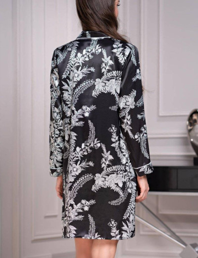 Ночная рубашка-халат шелк Mia-Amore MIRIAM 3487, Цвет: черный, Размеры: S, изображение 2