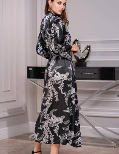 Длинный халат-кимоно из шелка Mia-Amore MIRIAM 3489, Цвет: черный, Размеры: L/XL, изображение 2